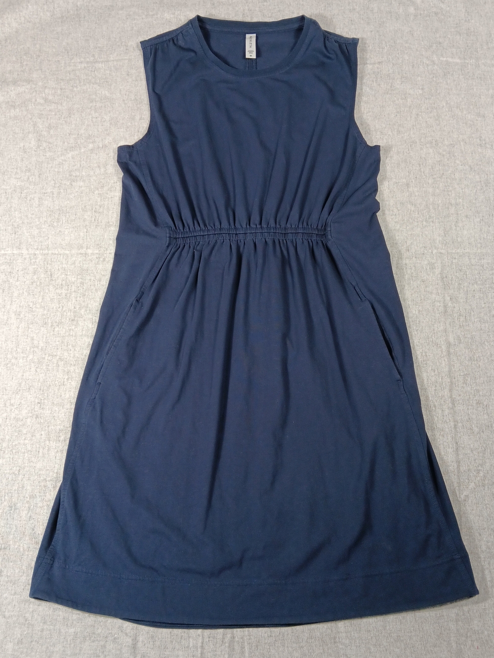 Athleta Del Rey Dark Navy Sleeveless Front Elastic-Waist Casual Dress SizeM